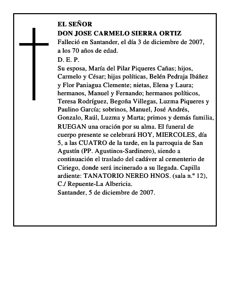 DON JOSE CARMELO SIERRA ORTIZ