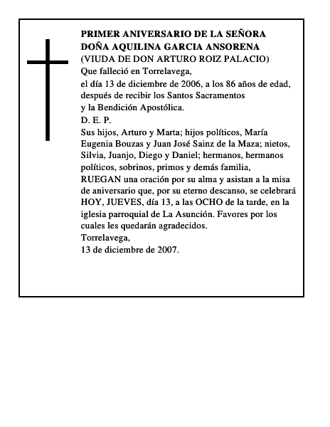 DOÑA AQUILINA GARCIA ANSORENA