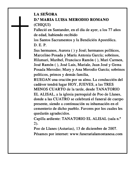D.ª MARIA LUISA MERODIO ROMANO