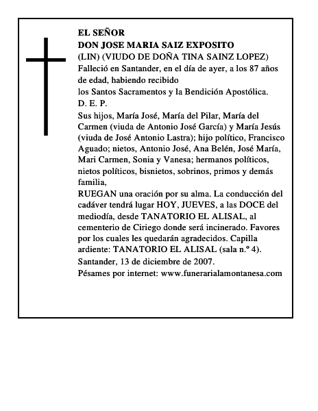 DON JOSE MARIA SAIZ EXPOSITO