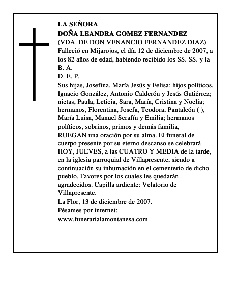 DOÑA LEANDRA GOMEZ FERNANDEZ