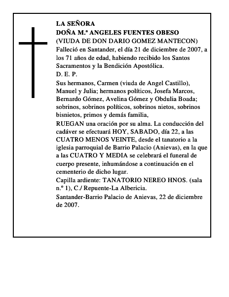DOÑA M.ª ANGELES FUENTES OBESO