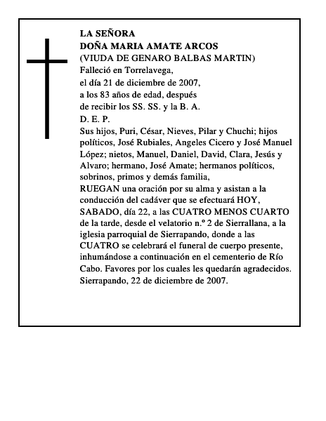 DOÑA MARIA AMATE ARCOS