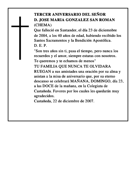 D. JOSE MARIA GONZALEZ SAN ROMAN