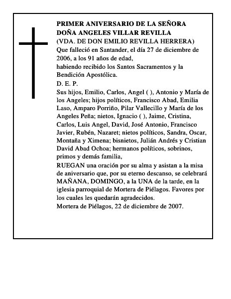 DOÑA ANGELES VILLAR REVILLA