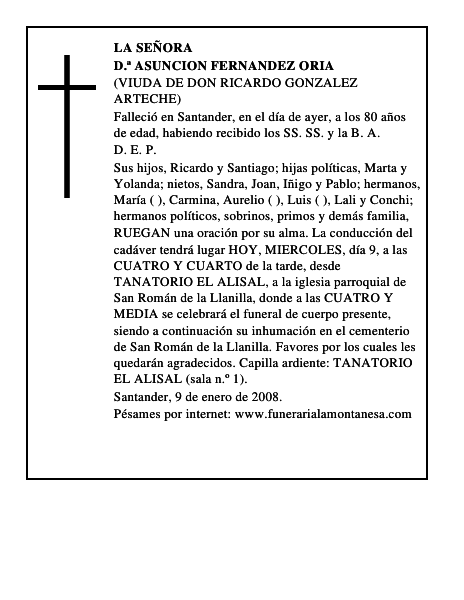 D.ª ASUNCION FERNANDEZ ORIA