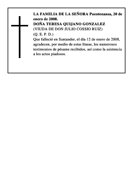 DOÑA TERESA QUIJANO GONZALEZ