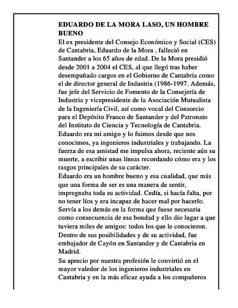 Eduardo de la Mora Laso, un hombre bueno