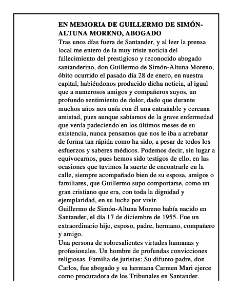 En memoria de Guillermo de Simón-Altuna Moreno, abogado