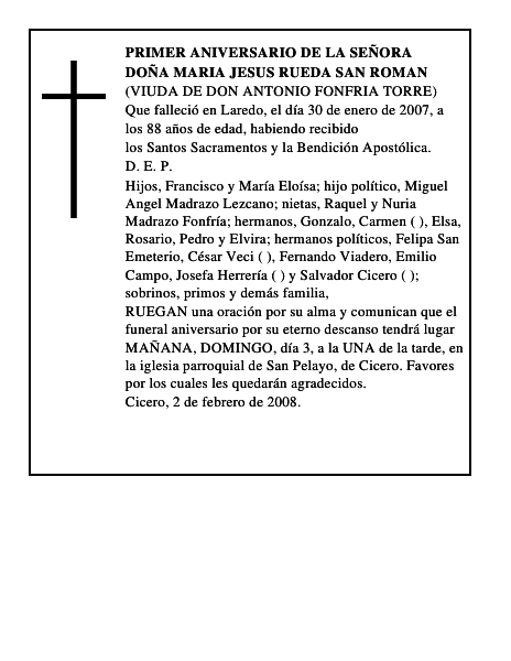 DOÑA MARIA JESUS RUEDA SAN ROMAN