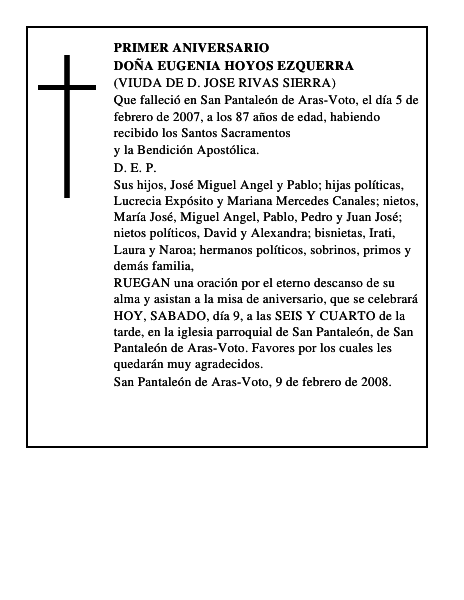 DOÑA EUGENIA HOYOS EZQUERRA