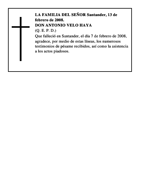 DON ANTONIO VELO HAYA