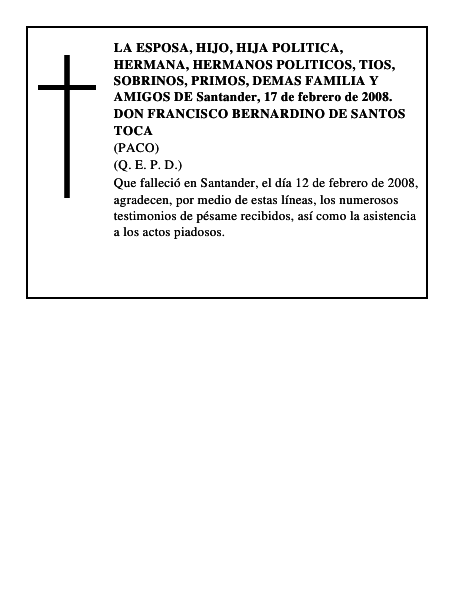 DON FRANCISCO BERNARDINO DE SANTOS TOCA