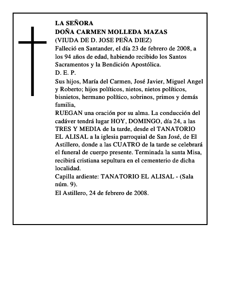 DOÑA CARMEN MOLLEDA MAZAS