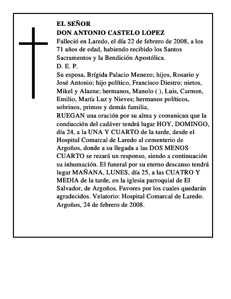 DON ANTONIO CASTELO LOPEZ