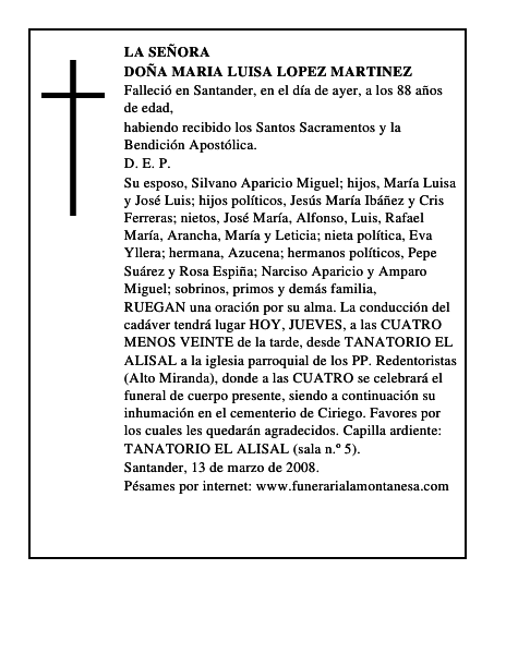 DOÑA MARIA LUISA LOPEZ MARTINEZ