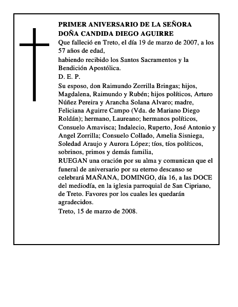 DOÑA CANDIDA DIEGO AGUIRRE