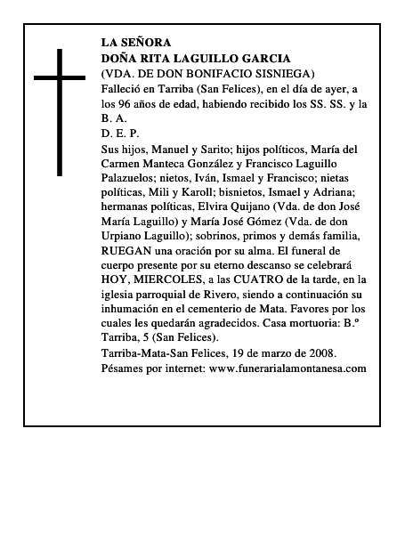 DOÑA RITA LAGUILLO GARCIA
