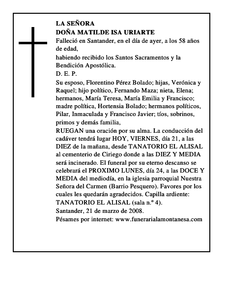 DOÑA MATILDE ISA URIARTE