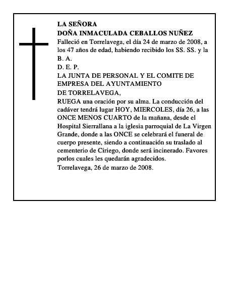 DOÑA INMACULADA CEBALLOS NUÑEZ