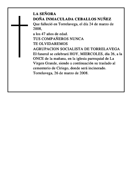 DOÑA INMACULADA CEBALLOS NUÑEZ