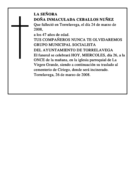 DOÑA INMACULADA CEBALLOS NUÑEZ