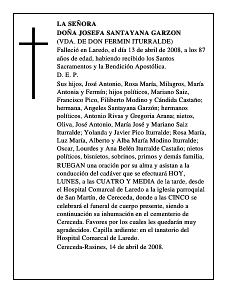 DOÑA JOSEFA SANTAYANA GARZON