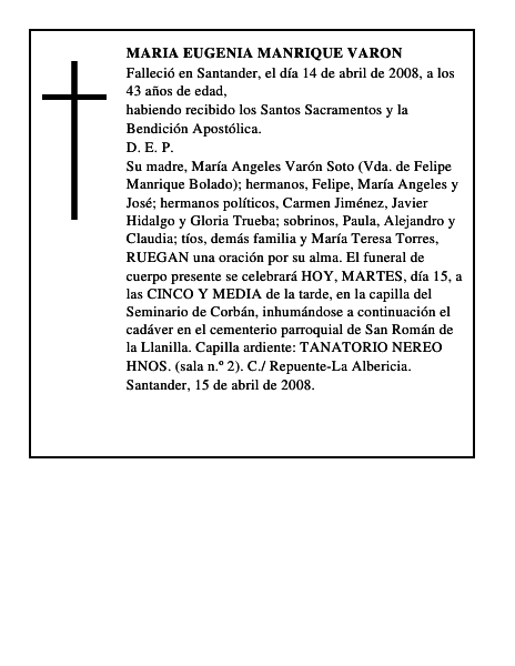 MARIA EUGENIA MANRIQUE VARON