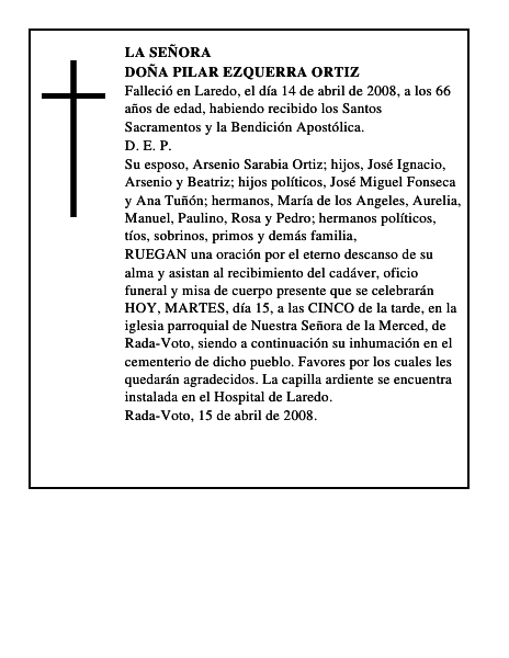 DOÑA PILAR EZQUERRA ORTIZ