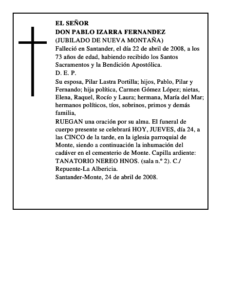 DON PABLO IZARRA FERNANDEZ