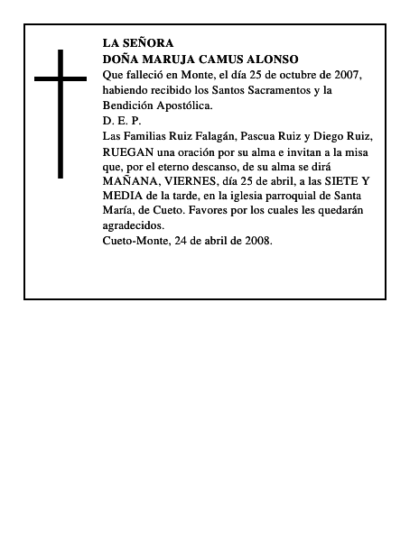 DOÑA MARUJA CAMUS ALONSO