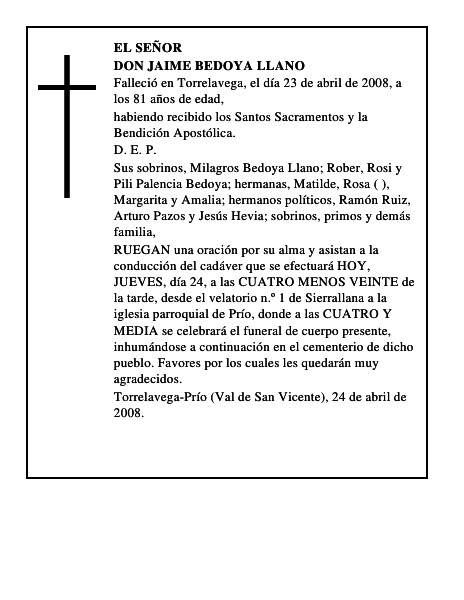DON JAIME BEDOYA LLANO
