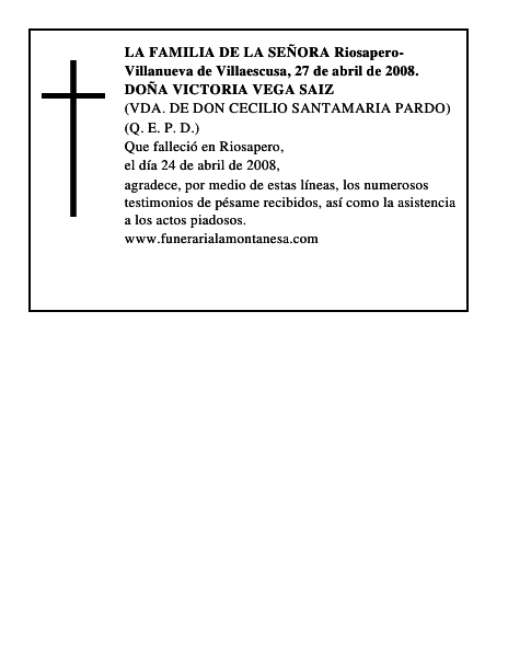 DOÑA VICTORIA VEGA SAIZ