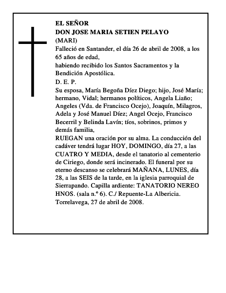 DON JOSE MARIA SETIEN PELAYO