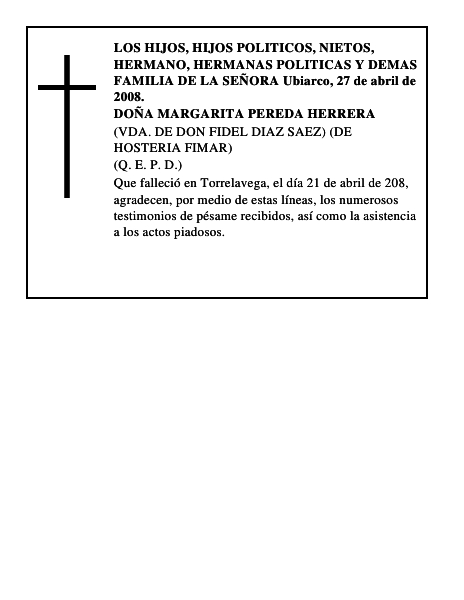 DOÑA MARGARITA PEREDA HERRERA