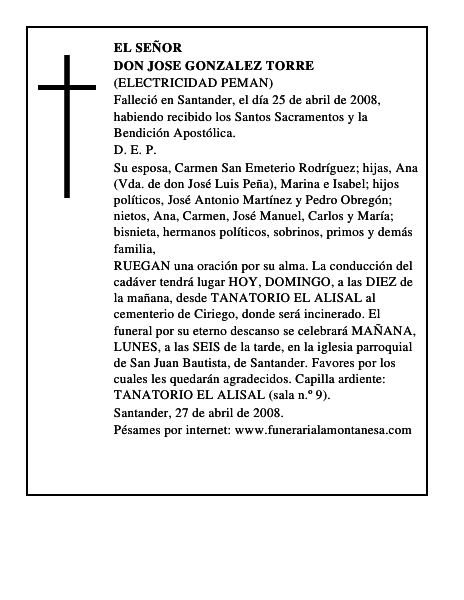 DON JOSE GONZALEZ TORRE
