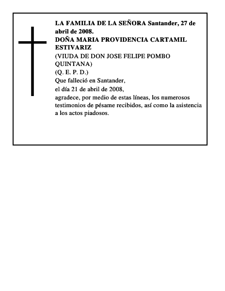 DOÑA MARIA PROVIDENCIA CARTAMIL ESTIVARIZ