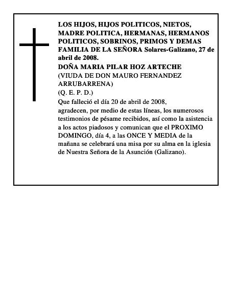 DOÑA MARIA PILAR HOZ ARTECHE