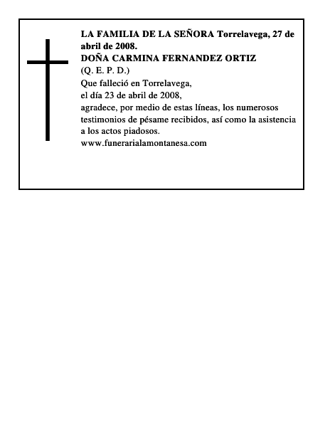 DOÑA CARMINA FERNANDEZ ORTIZ