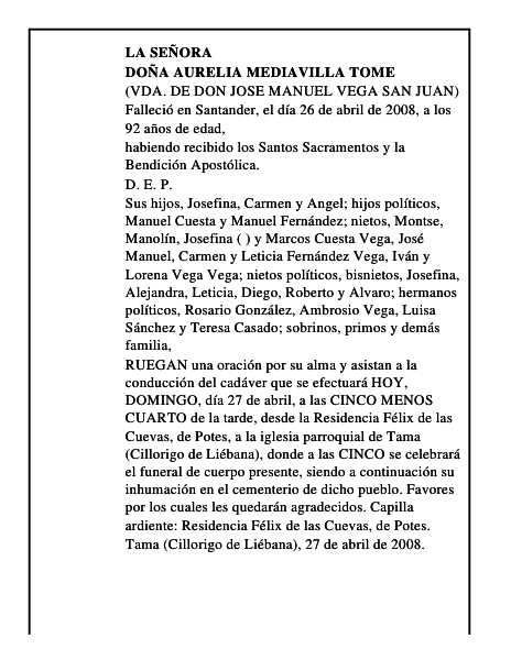 DOÑA AURELIA MEDIAVILLA TOME