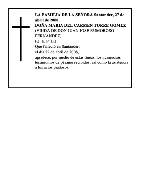 DOÑA MARIA DEL CARMEN TORRE GOMEZ