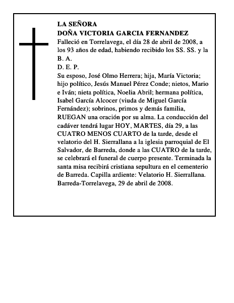 DOÑA VICTORIA GARCIA FERNANDEZ
