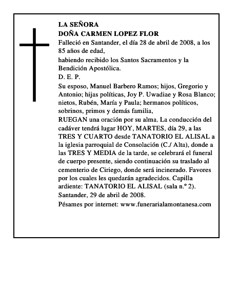 DOÑA CARMEN LOPEZ FLOR