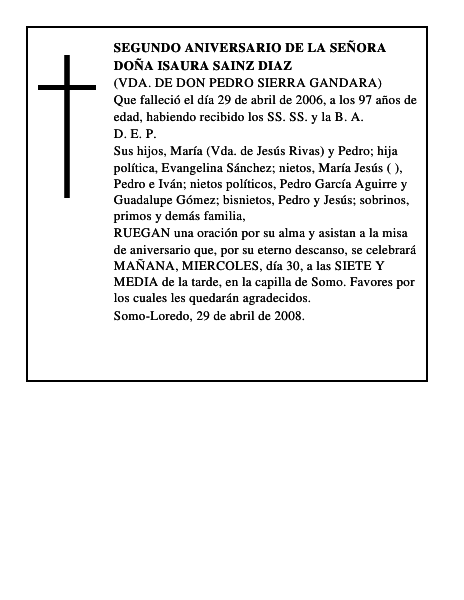 DOÑA ISAURA SAINZ DIAZ