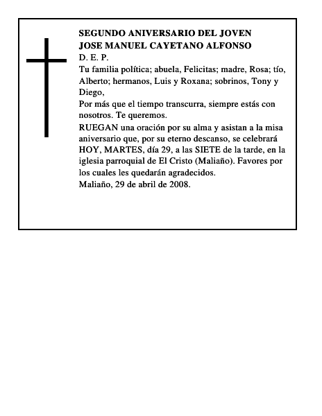 JOSE MANUEL CAYETANO ALFONSO