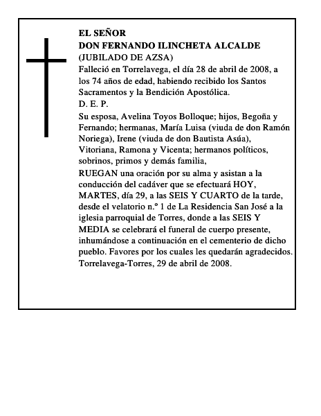 DON FERNANDO ILINCHETA ALCALDE