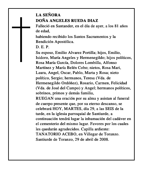 DOÑA ANGELES RUEDA DIAZ