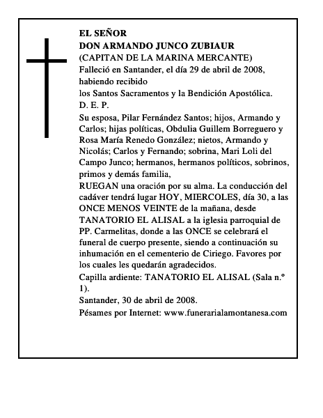 DON ARMANDO JUNCO ZUBIAUR