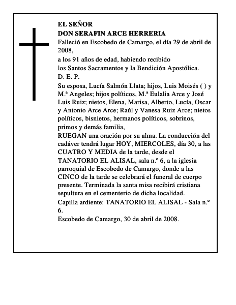 DON SERAFIN ARCE HERRERIA
