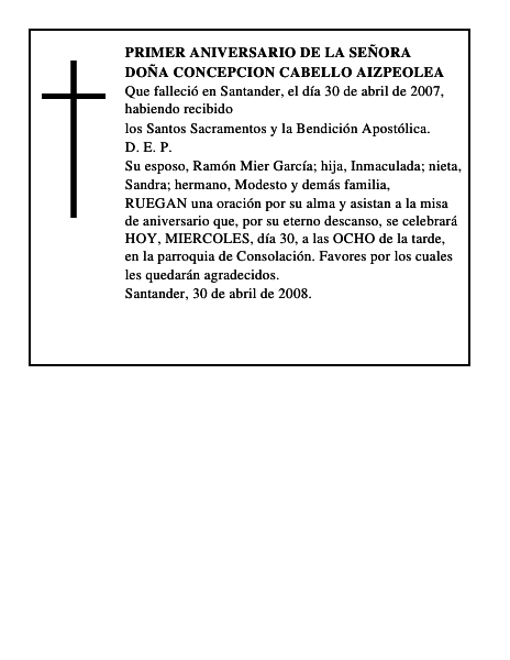 DOÑA CONCEPCION CABELLO AIZPEOLEA